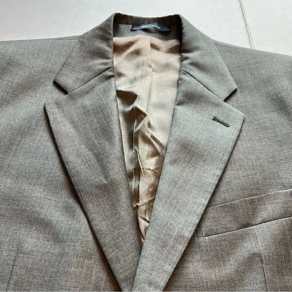 Chaps Ralph Lauren Men's Wool/Cashmere Sport Coat Gray w/ blue stripe Size 40R